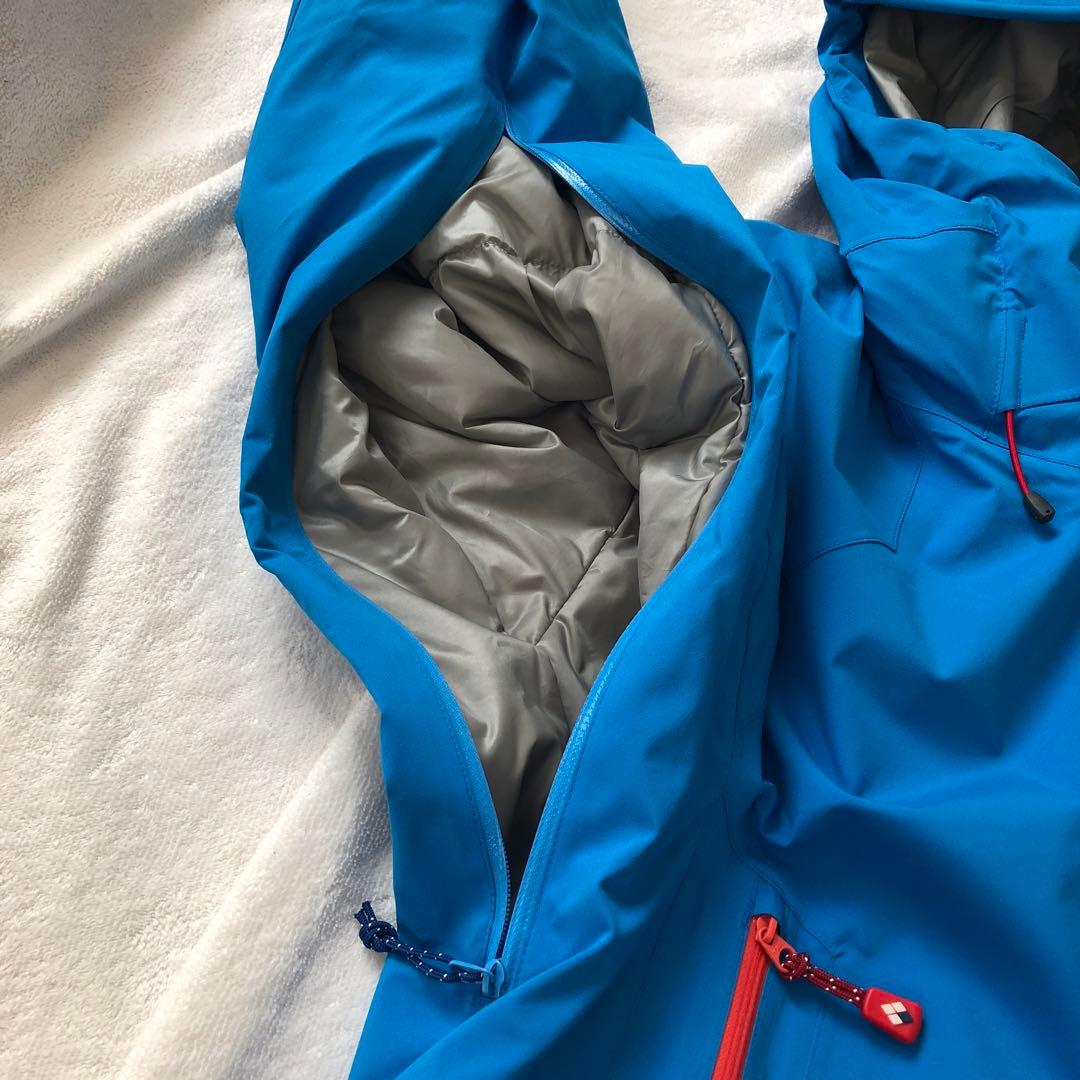 モンベルMストームパーカー青メンズ男性スキー防寒スノボー雪