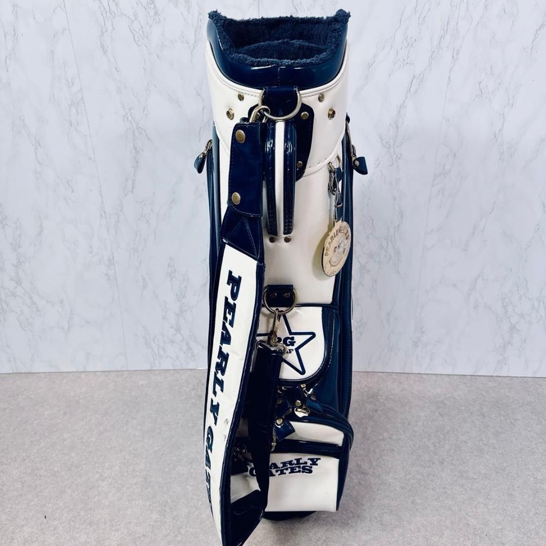 PEARLY GATES キャディバッグ ホワイト ネイビー エナメル　9.5型