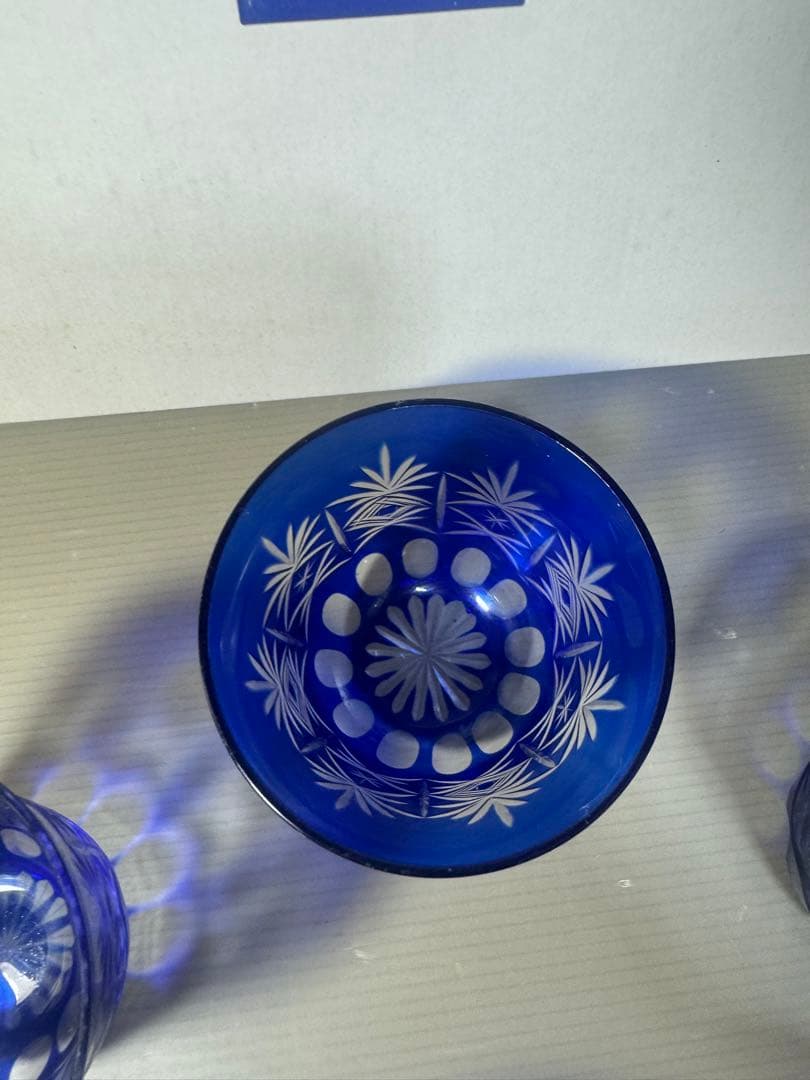 2544 藍切子　5客　未使用