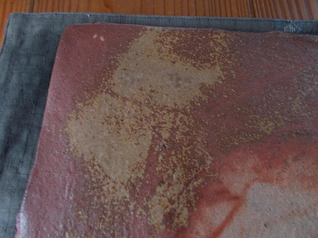 再々お値下げ　備前焼㊱　タタキ大四 方皿　ゴマ　緋襷　丁斎作