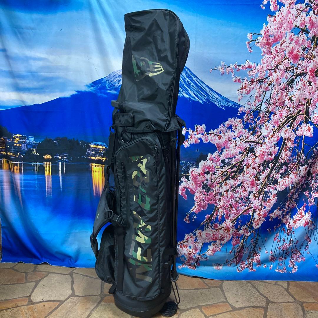 寶BU-1105 美品 ニューエラ スタンド式 キャディバッグ ブラック迷彩