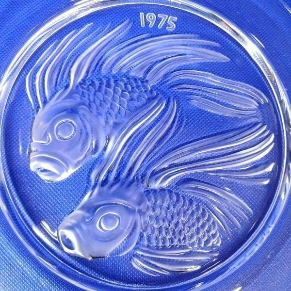 ラリック 金魚 イヤープレート クリスタルガラス 飾り皿 フランス アンティーク