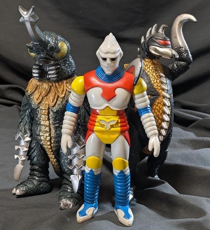 ジェットジャガー・メガロ・ガイガン（バンダイ）昭和ゴジラ登場怪獣 ソフビ３体