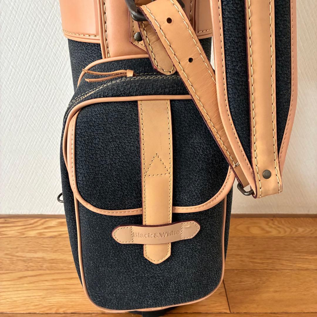 デッドストック貴重Black & White キャディバッグ 本革　7型