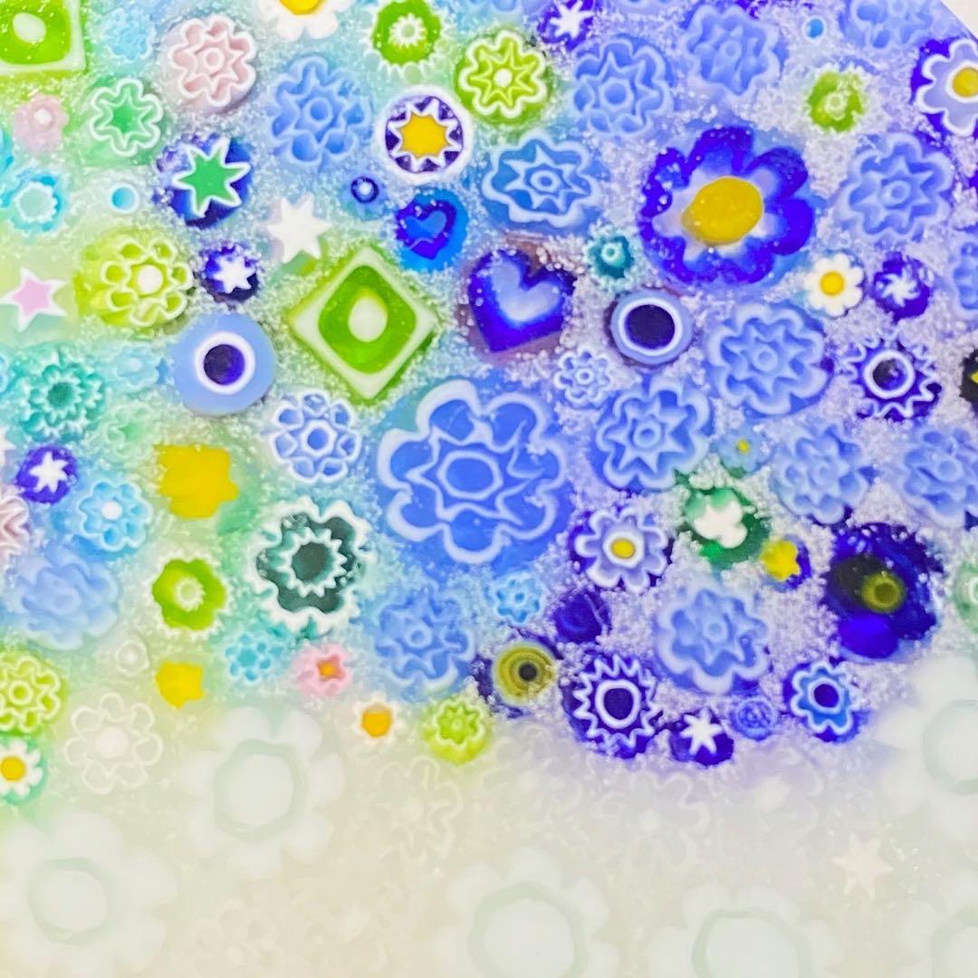 ベネチアンガラス ミルフィオリプレート　「月明かりの物語」と「牛柄」