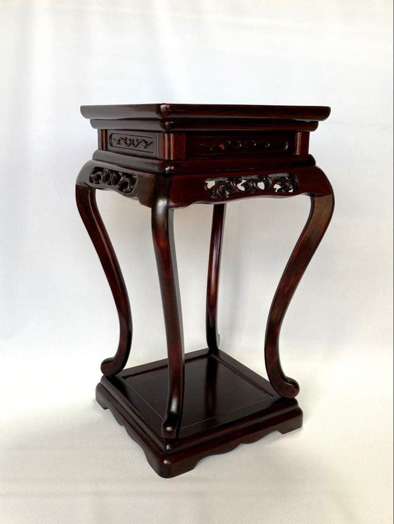 飾り台　盆栽台　花台　香炉台　茶華道具　透かし彫り　GA7