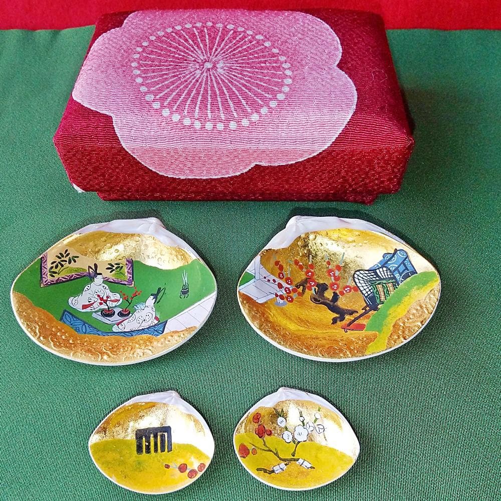 純金泊　貝合わせセット　源氏物語　梅枝