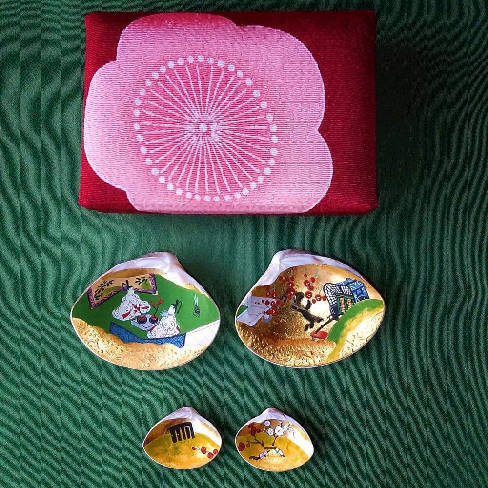 純金泊　貝合わせセット　源氏物語　梅枝