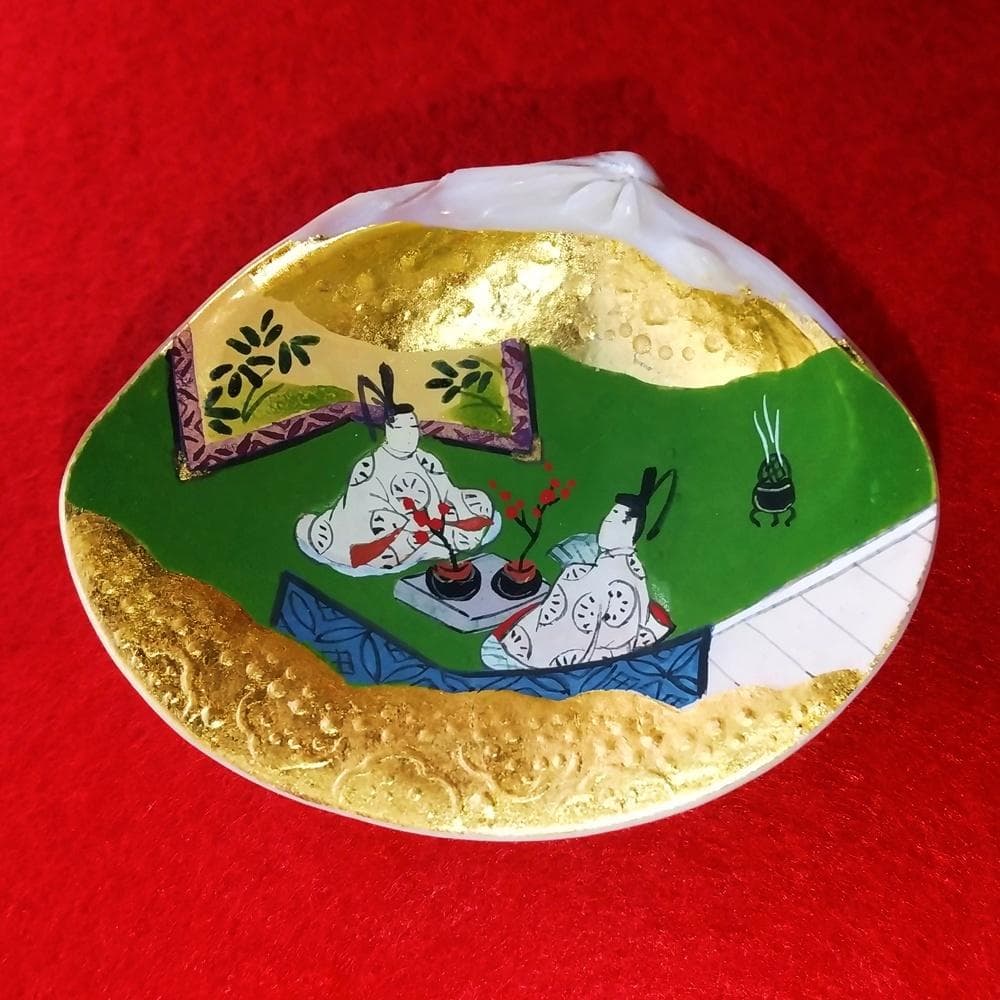 純金泊　貝合わせセット　源氏物語　梅枝