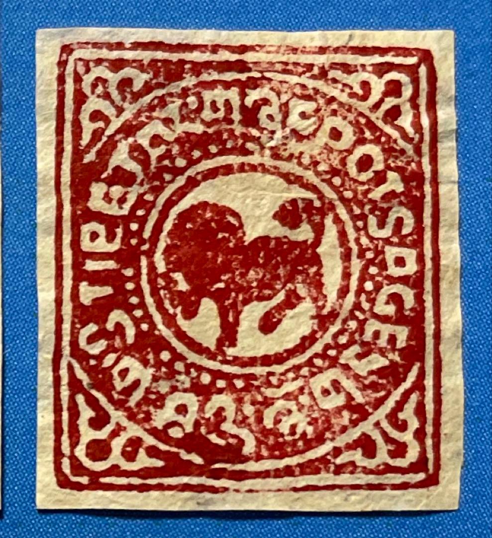 【123】　中国切手　チベット初期の切手（未使用、5枚）、他2商品