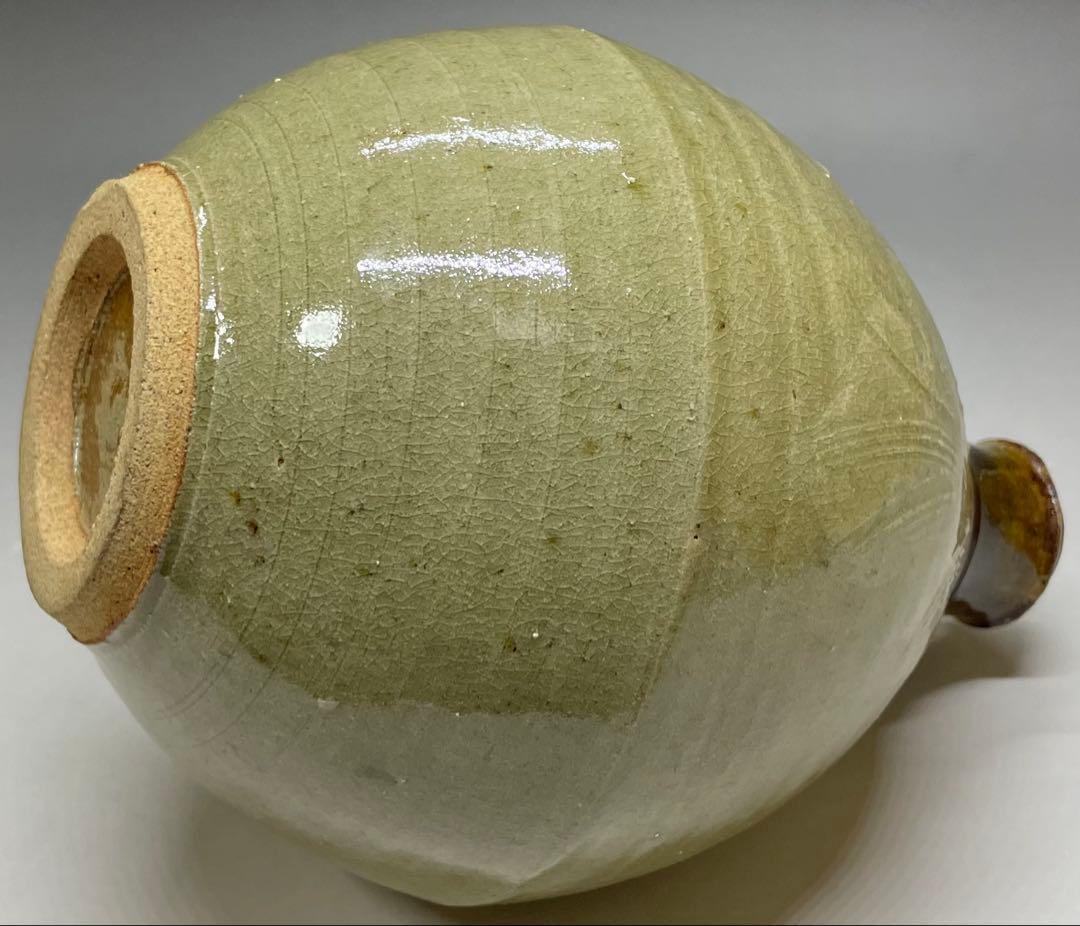 人間国宝　濱田庄司　葉文瓶　花瓶　益子焼　C9258