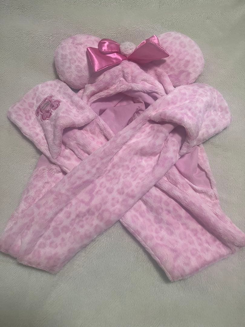 ファンキャップマフラー　ミニー　ピンクヒョウ柄　 ディズニー