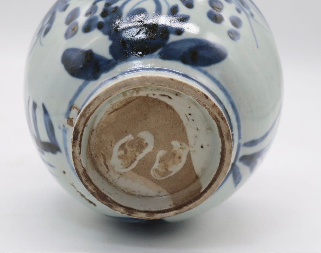 中国　明時代　青華軍持　共箱　送料込み0529