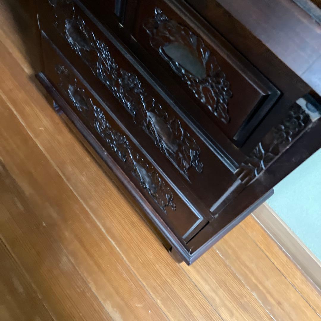 木製キャビネット ダークブラウン 5引き出し