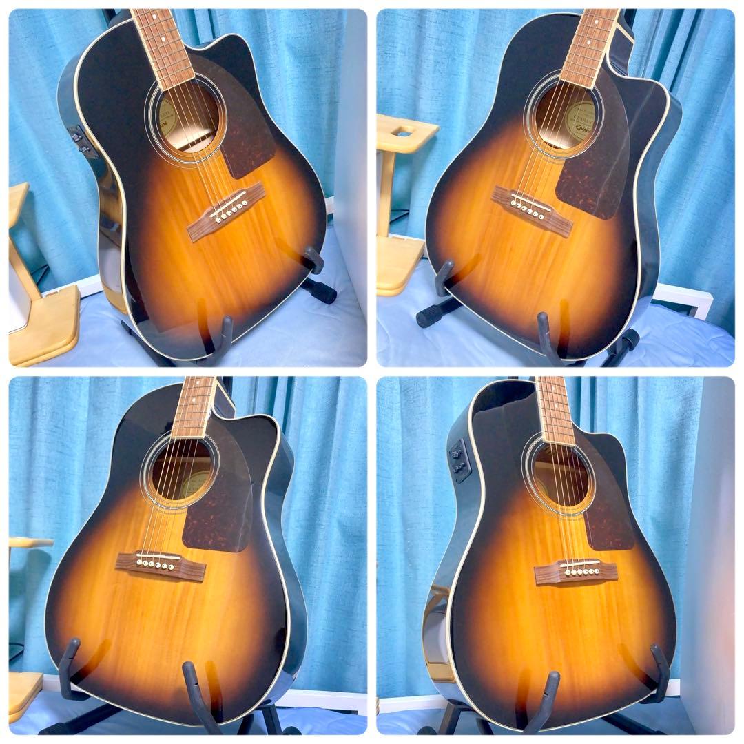 【牛骨☆エレアコ】Epiphone☆AJ-220SCE【弾き易く調整☆新品の弦】