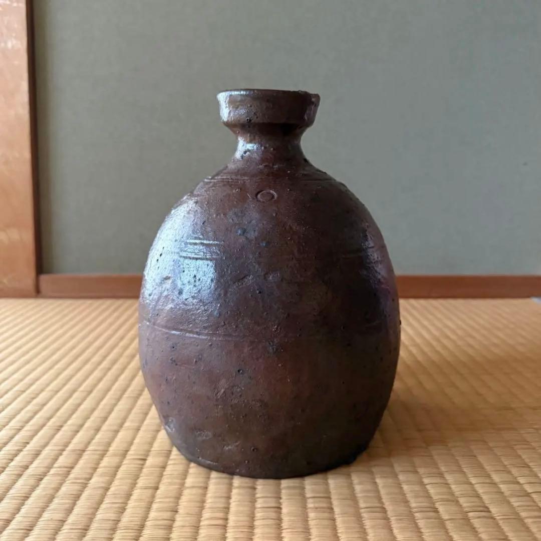 能野焼 種子島焼 徳利 花生 江戸時代 苗代川焼 黒薩摩 黒もん 古美術 民藝