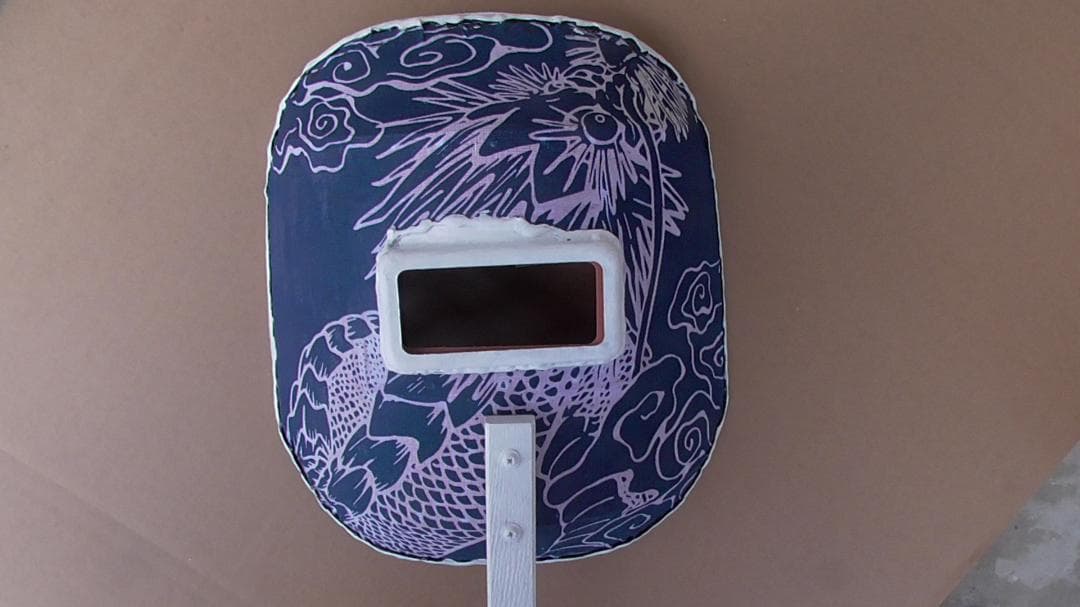 溶接面 カスタムマスク ハンドシールド 和柄 龍 ドラゴン ディスプレイ