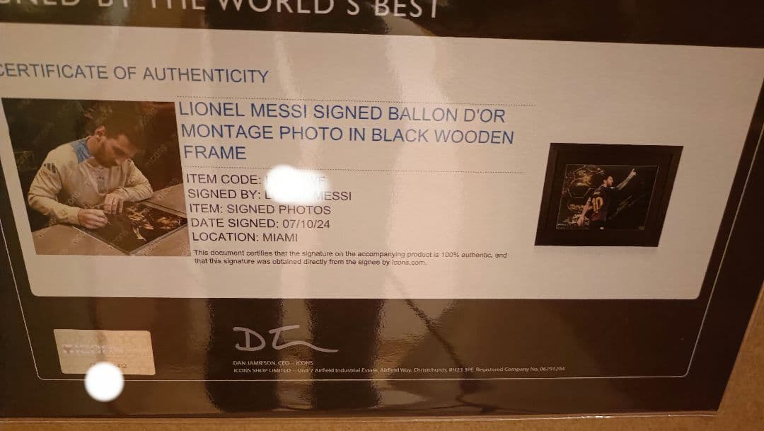 リオネル・メッシ 直筆サイン 写真 バロンドール