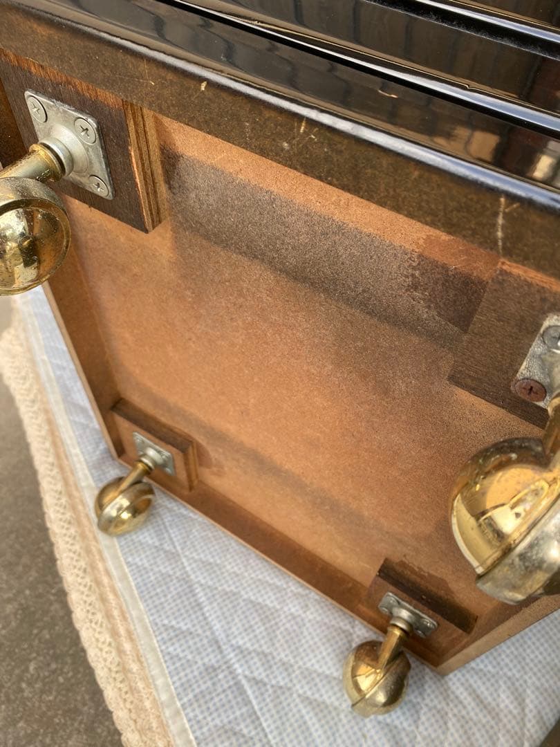 ピアノ　引き出し　楽譜入れ　ワゴン　収納　棚　ブラック　黒