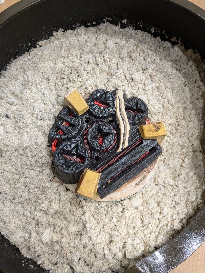 茶道具 野々田 風炉型 電熱器 合金面取風炉 古銅色