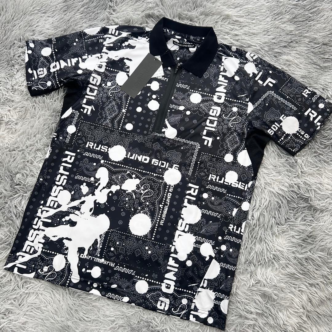 新品　ラッセルノ　セットアップ　ハーフパンツ　ハーフジップシャツ　ブラック　4