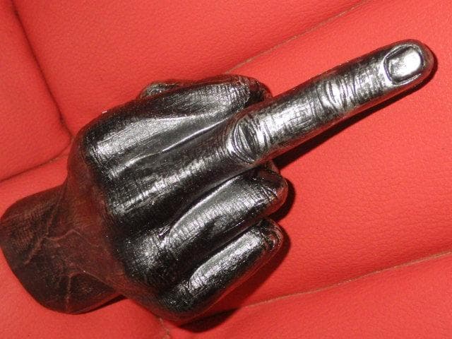 ファックサイン★置物★銀黒★27★ミドルフィンガー★Fuck★雑貨★インテリア