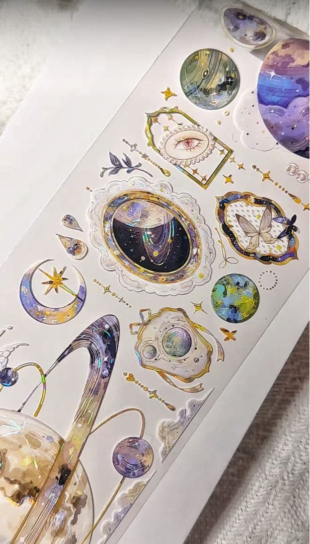 【8648】海外　マステ　3/5/巻売り　貝殻光マスキングテープ　星