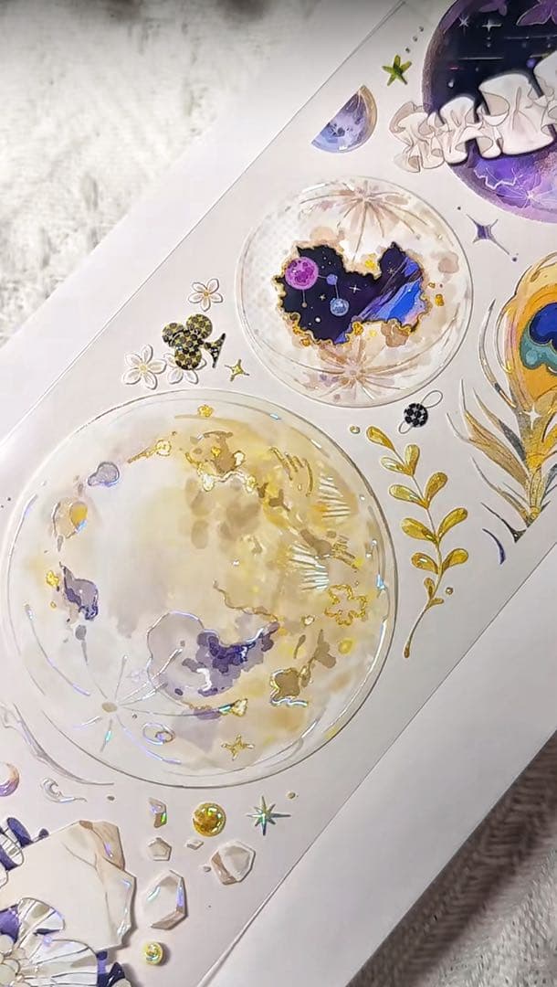 【8648】海外　マステ　3/5/巻売り　貝殻光マスキングテープ　星