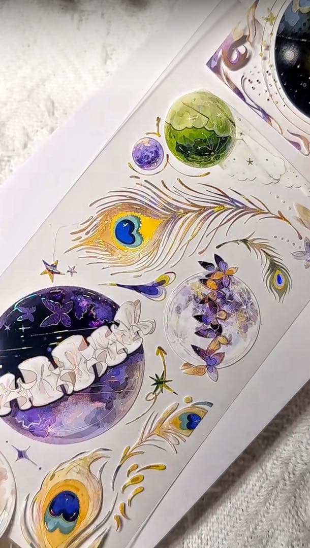 【8648】海外　マステ　3/5/巻売り　貝殻光マスキングテープ　星