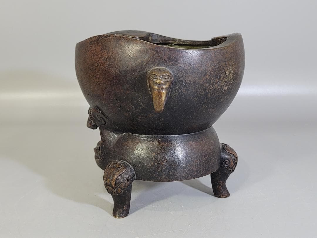 煎茶 古銅 鬼面 涼炉