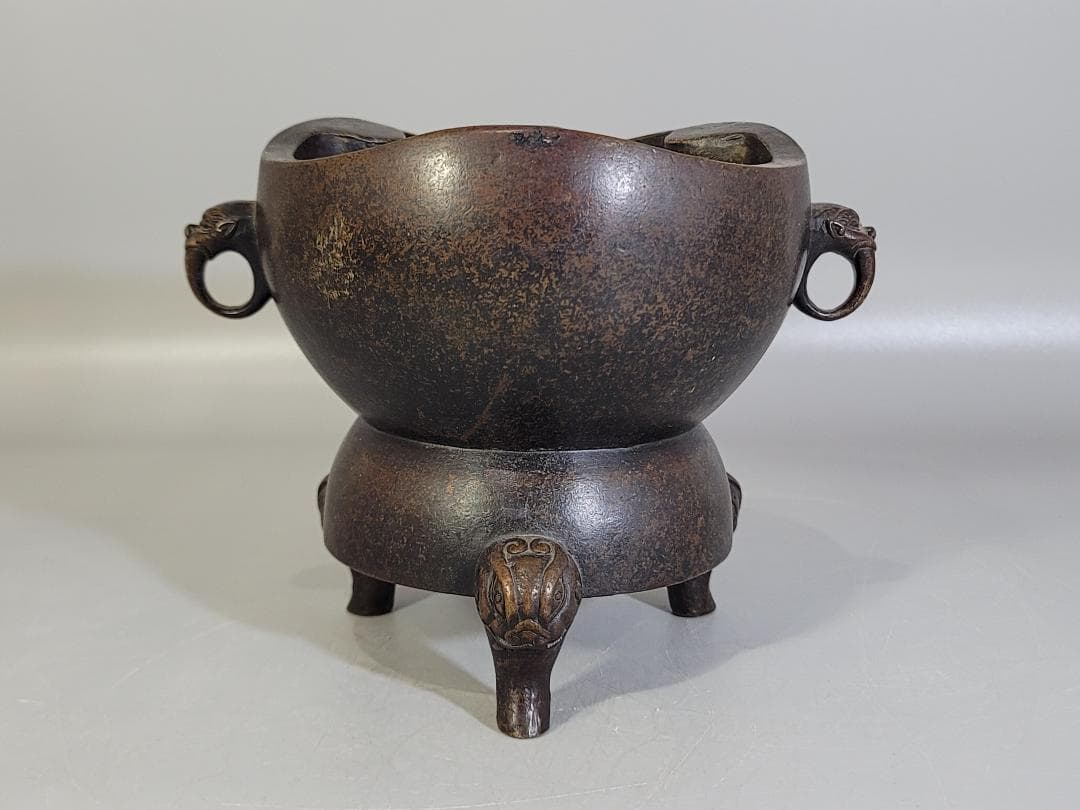 煎茶 古銅 鬼面 涼炉