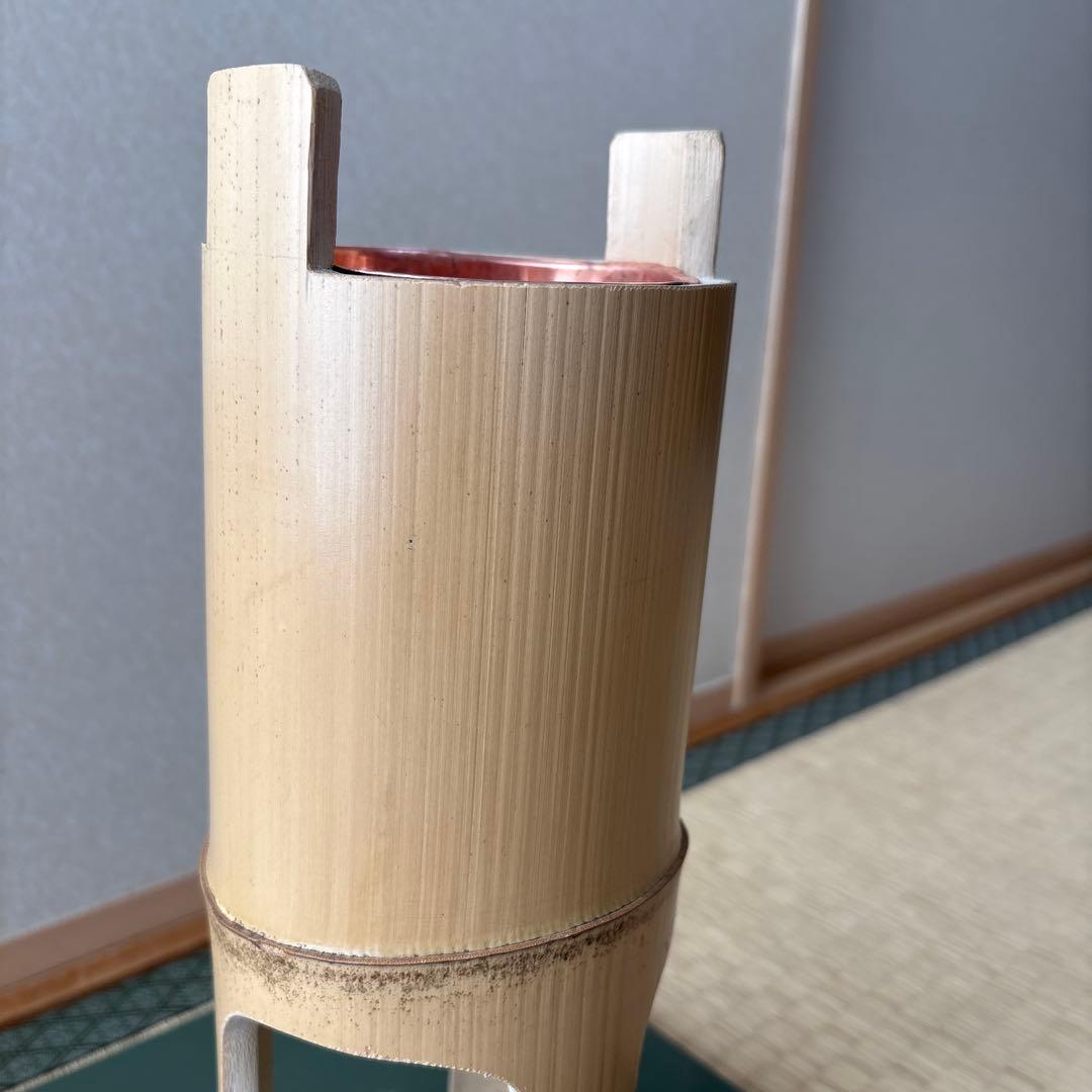 68 鼎　かなえ　寸胴　花器　華道具　竹製　池坊　生け花　格花　水仙