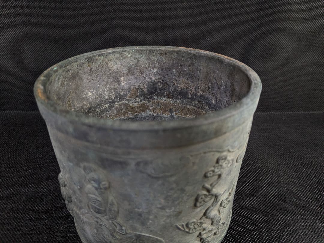 龍文堂刻印あり古い金属容器 茶道具 茶入 古美術 アンティーク ヴィンテージ