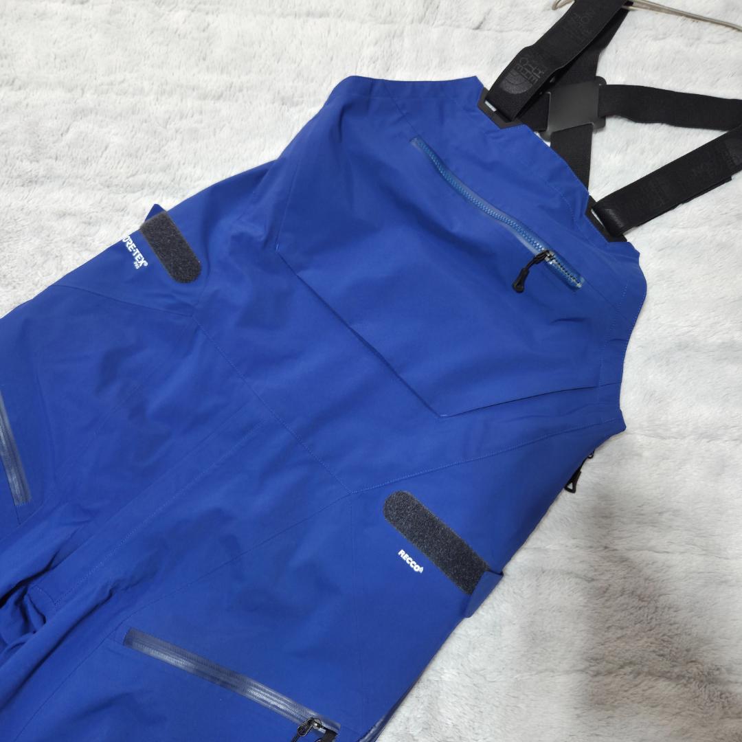 美品ザノースフェイス ビブパンツ　STEEP　ゴアテックスプロ　S　青　ポケット