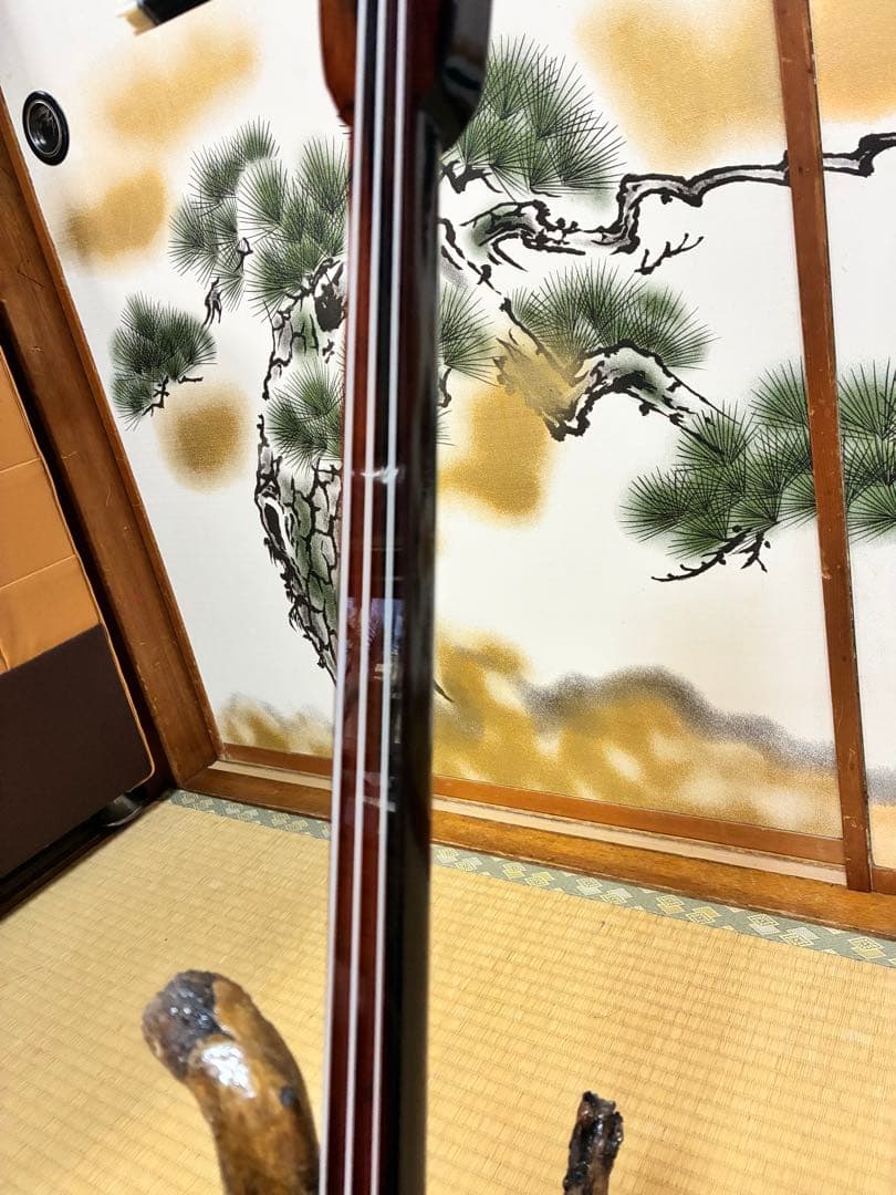 沖縄三線！黒木！上質黒檀！真壁型 ！本蛇皮　本張り【一枚張り】