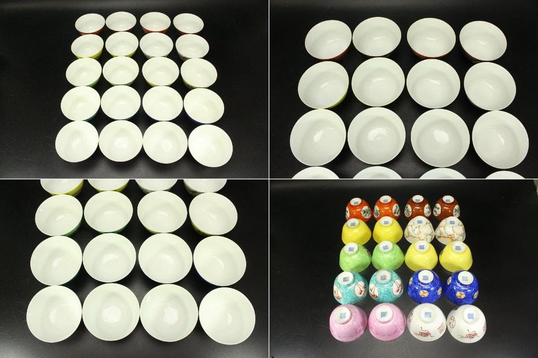 中国美術 図変 色絵 蓋茶碗 二十客(ZE691)