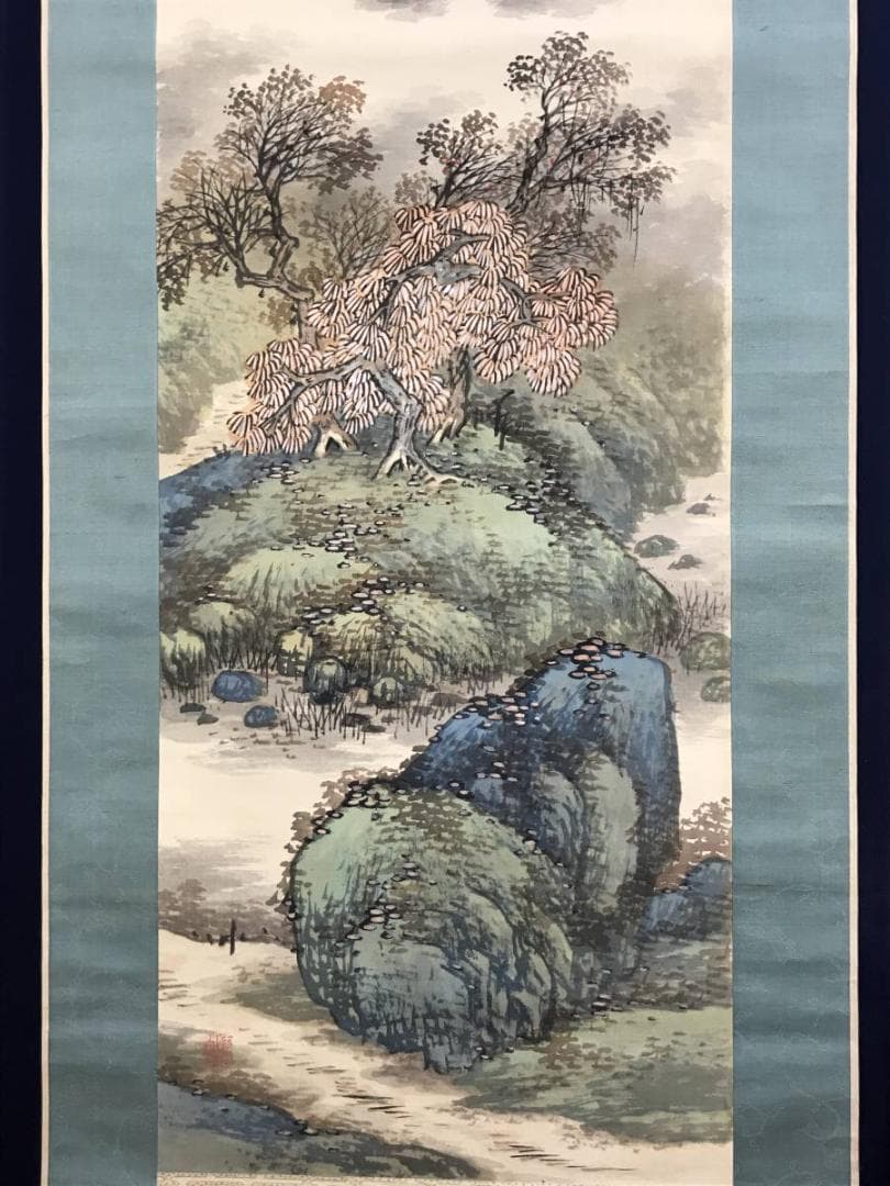 【真作】赤松雲嶺/秋山晩趣之図/山水図/幽居図/掛軸/名家伝来/AD-271