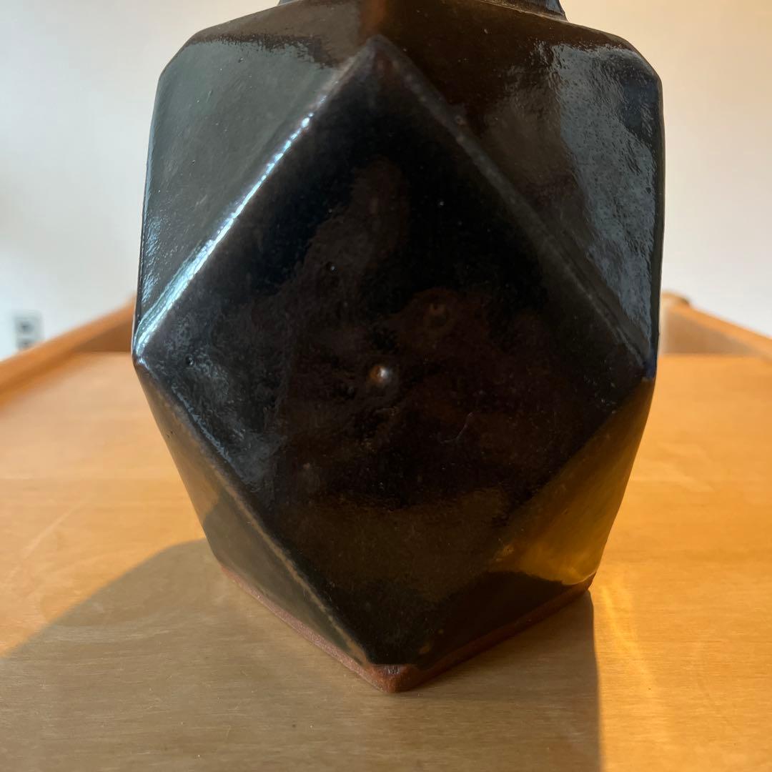 濱田晋作 浜田晋作 黒釉面取花瓶 花瓶 壺