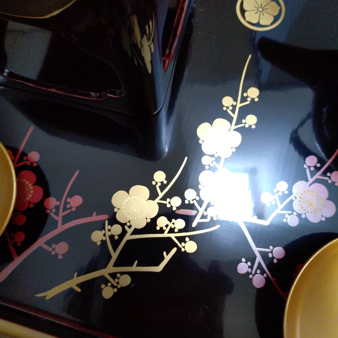 会津塗　御屠蘇器セット　(菊華堂製)美品　 紙箱入