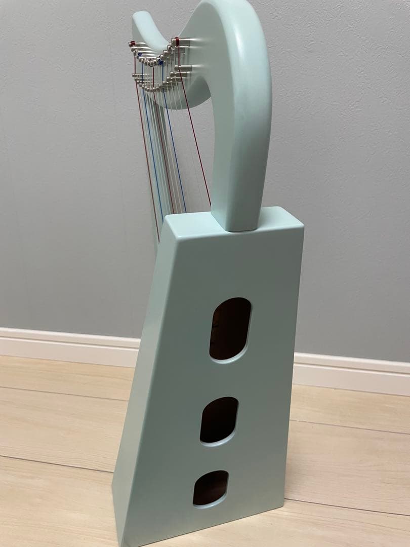 ハープ　15弦　中古　薄いミントグリーン色