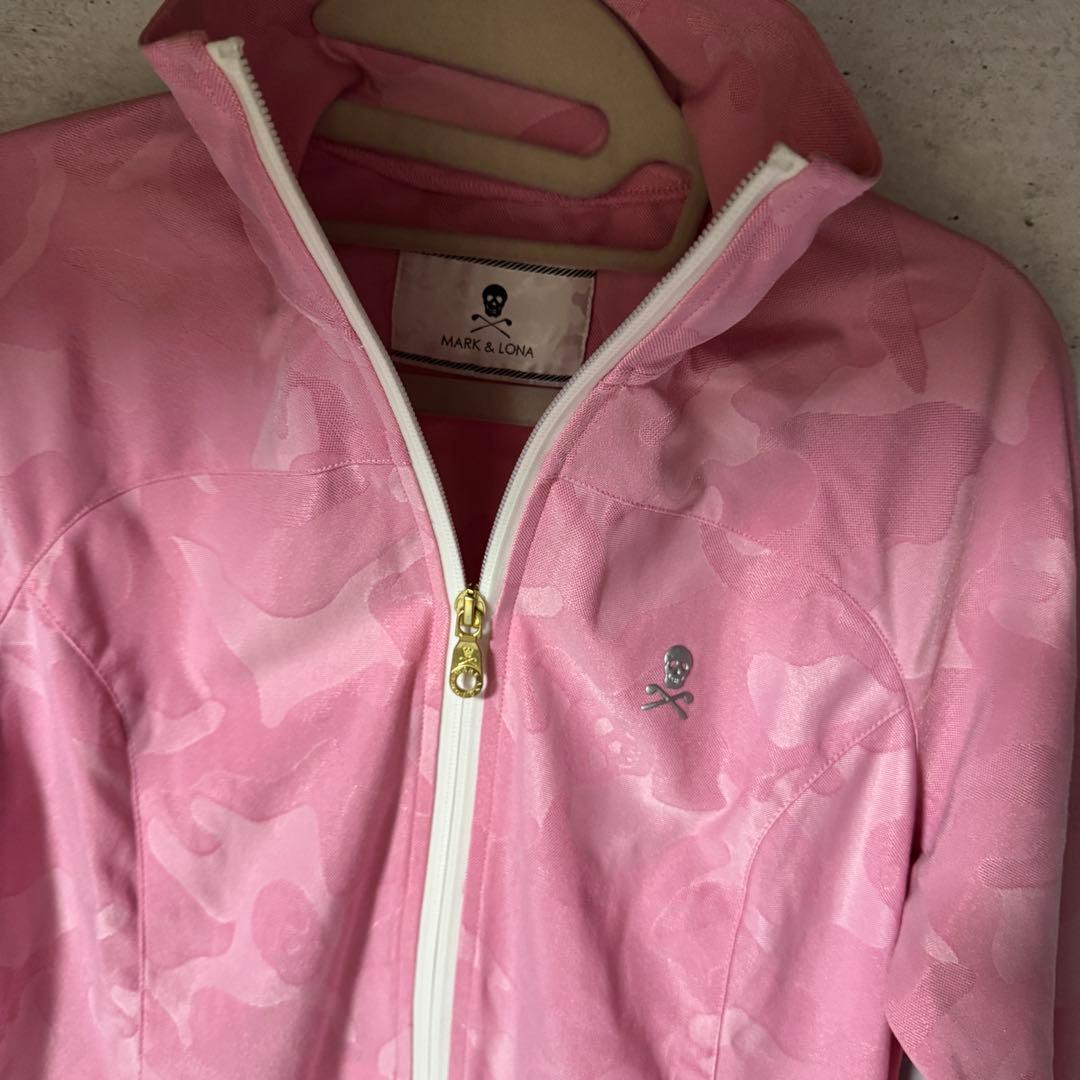 美品 マークアンドロナ トラックジャケット ジャージ 迷彩 スカル ピンク