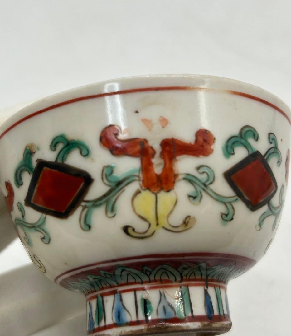 五彩　南蛮人紋小杯①　茶器　送料込み0621