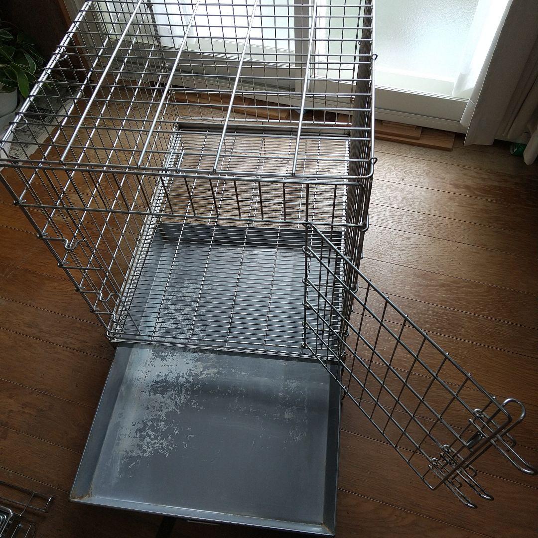 ハチコウ犬用ステンレスケージ Lサイズ 引き出し式トレイ付き