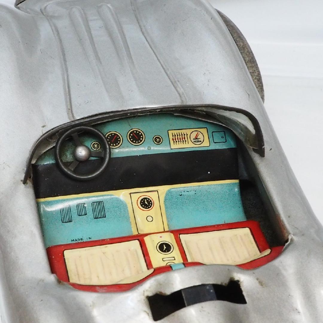 旭玩具メルセデス ベンツ300SLR屋根欠シルバーtinブリキtoy car箱無