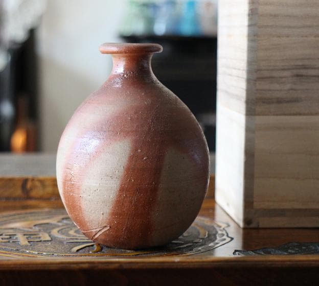 人間国宝 藤原雄 昔の備前焼 とっくり 徳利 ビンテージ 酒器 緋襷 花入れ