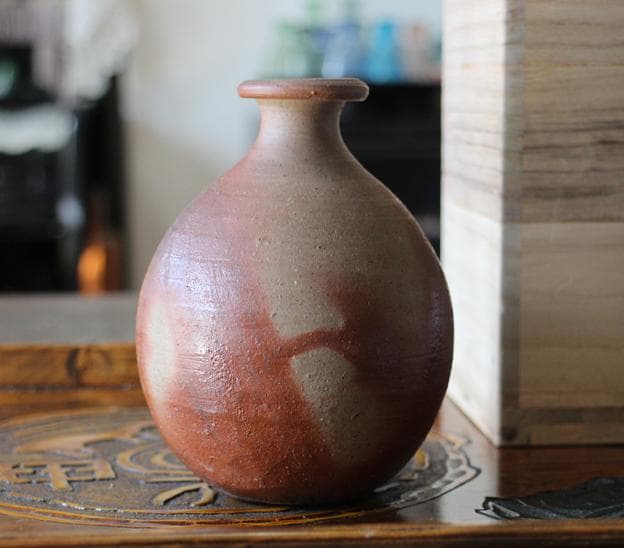 人間国宝 藤原雄 昔の備前焼 とっくり 徳利 ビンテージ 酒器 緋襷 花入れ