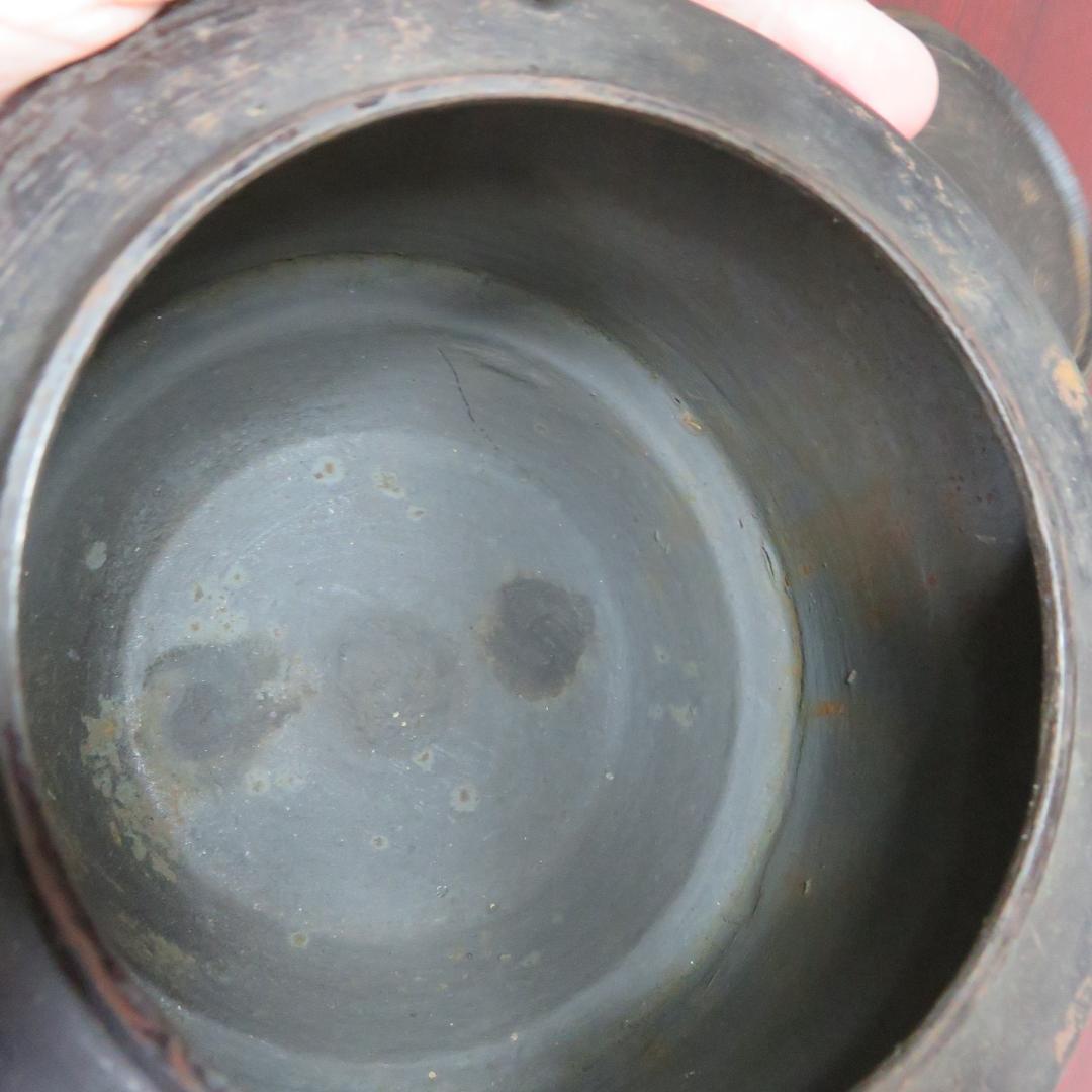 鉄瓶 竹 すずめ 雀 蓋裏名入り 花盛堂か