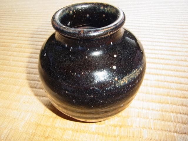 希少 美品 宋～元時代◆中国古陶磁（中国華北地方）河南天目小壺 黒釉天（黒点）