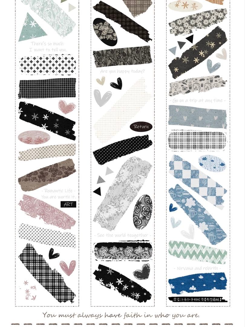 霖蓝汐原创手账《布艺面料》海外マスキングテープ　マステ 【2239】