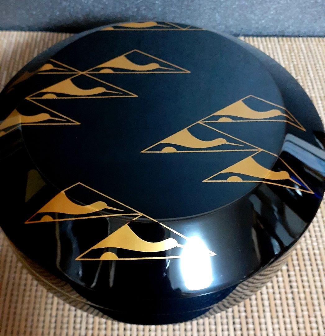 輪島塗　名工　塗師　【茶平一斎】造　鱗鶴蒔絵　喰籠　共箱　茶道具　茶器